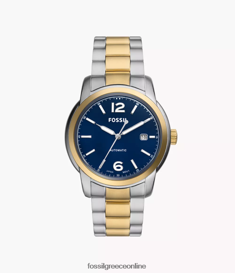 Fossil άνδρες κληρονομιά αυτόματο ρολόι από ανοξείδωτο ατσάλι FVT06R1386 παρακολουθώ διχρωμία