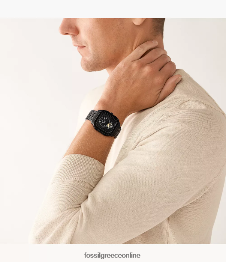 Fossil άνδρες επιγραφή αυτόματο ρολόι από ανοξείδωτο χάλυβα FVT06R1387 παρακολουθώ μαύρος