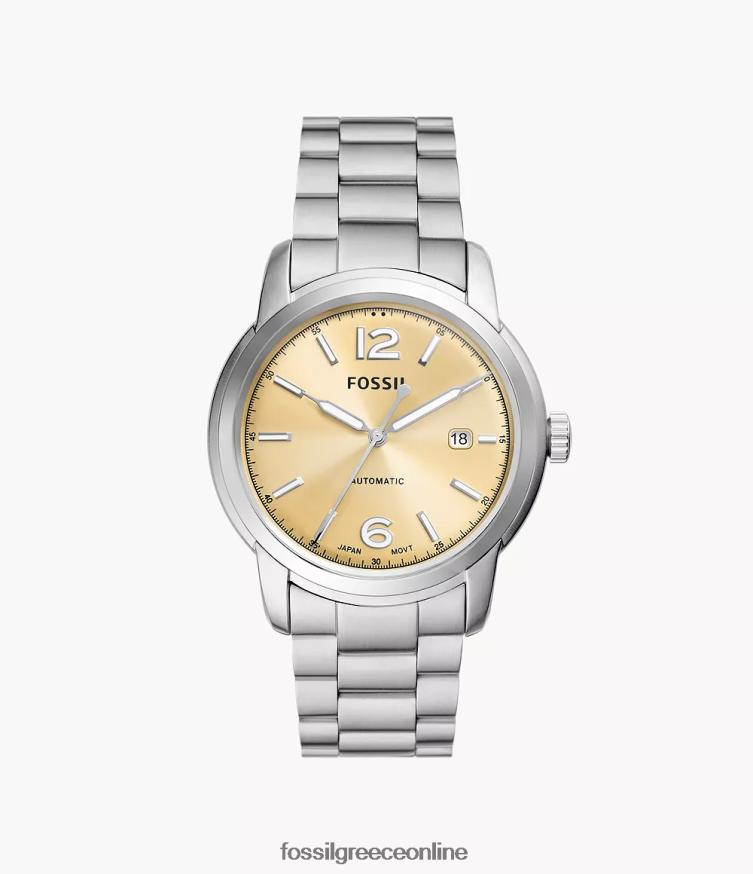 Fossil άνδρες κληρονομιά αυτόματο ρολόι από ανοξείδωτο ατσάλι FVT06R1391 παρακολουθώ ασημί-τόνος