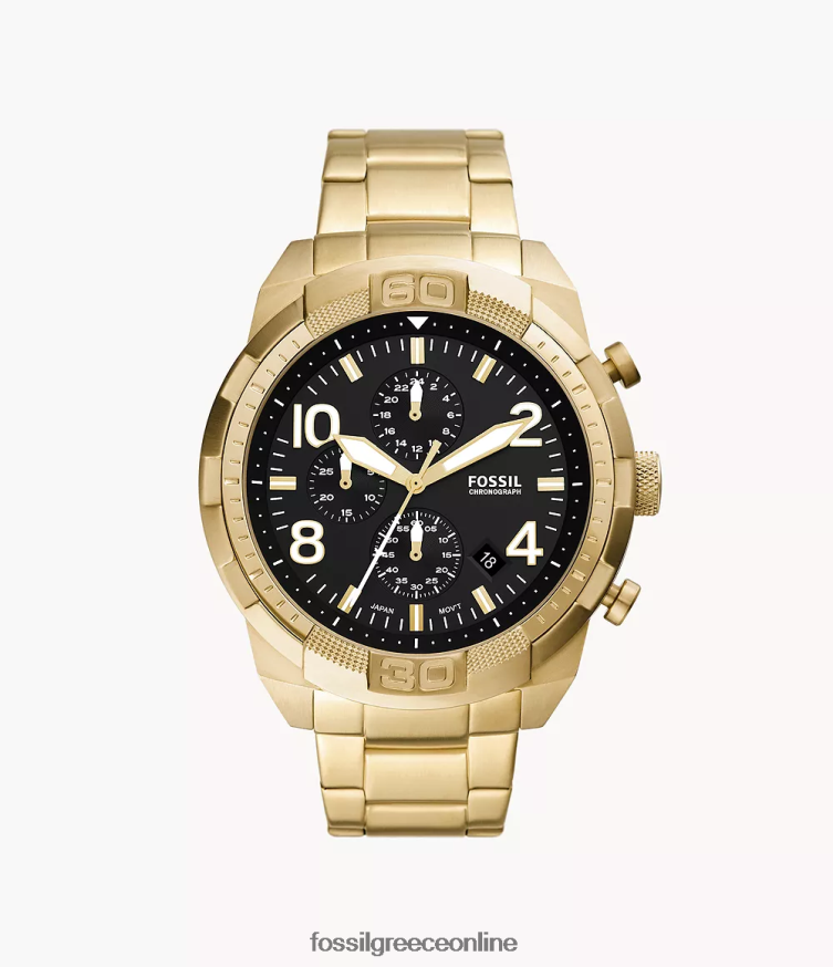 Fossil άνδρες ρολόι χρονογράφος bronson από ανοξείδωτο ατσάλι FVT06R1339 παρακολουθώ χρυσός τόνος