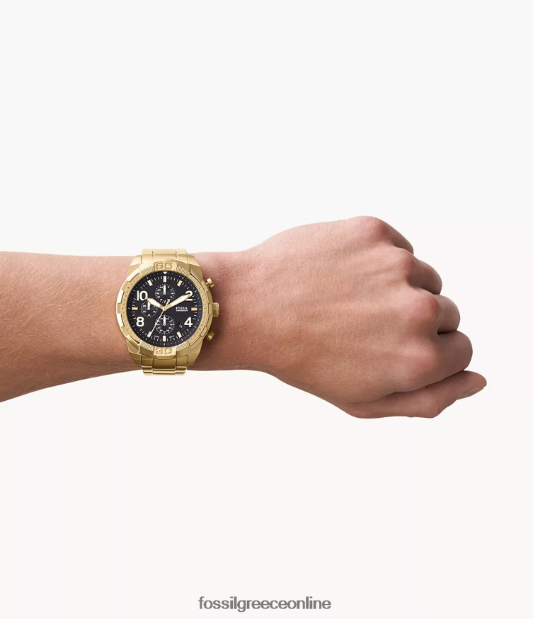 Fossil άνδρες ρολόι χρονογράφος bronson από ανοξείδωτο ατσάλι FVT06R1339 παρακολουθώ χρυσός τόνος