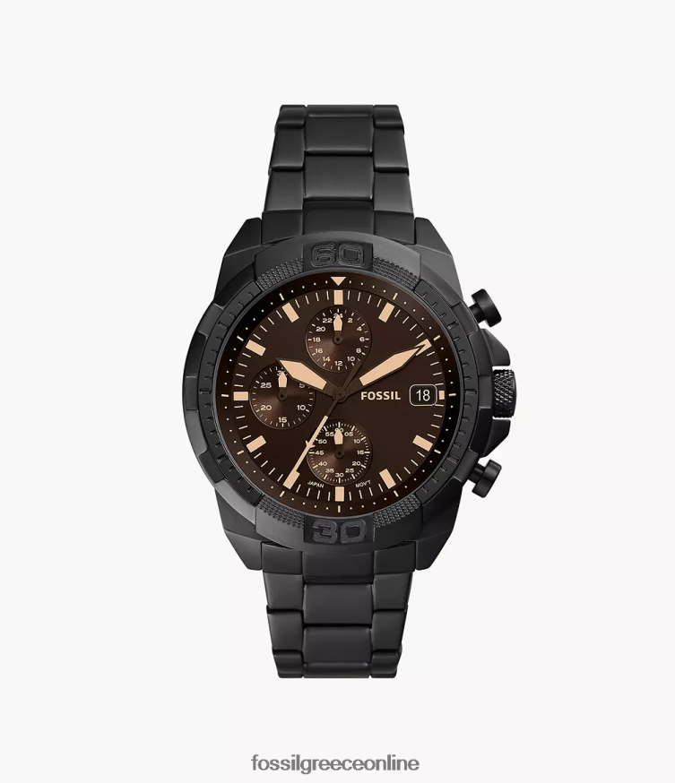 Fossil άνδρες ρολόι χρονογράφος bronson από ανοξείδωτο ατσάλι FVT06R1340 παρακολουθώ μαύρος
