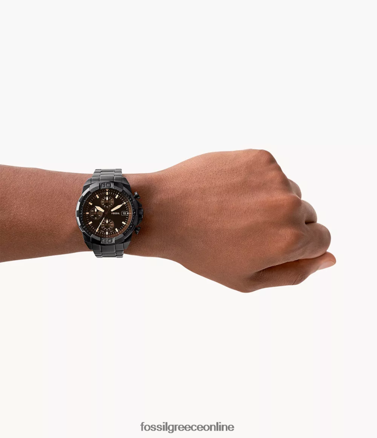 Fossil άνδρες ρολόι χρονογράφος bronson από ανοξείδωτο ατσάλι FVT06R1340 παρακολουθώ μαύρος
