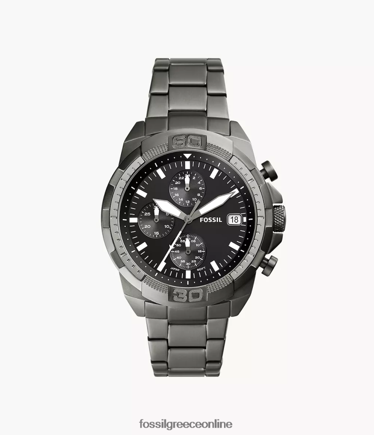 Fossil άνδρες ρολόι χρονογράφος bronson από ανοξείδωτο ατσάλι FVT06R1341 παρακολουθώ καπνός