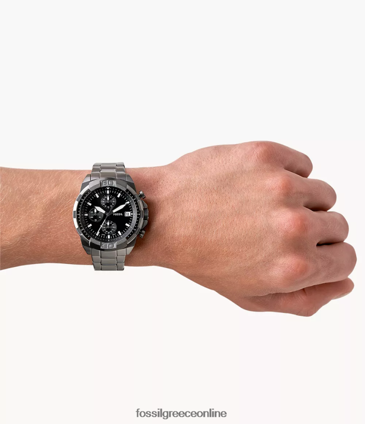 Fossil άνδρες ρολόι χρονογράφος bronson από ανοξείδωτο ατσάλι FVT06R1341 παρακολουθώ καπνός