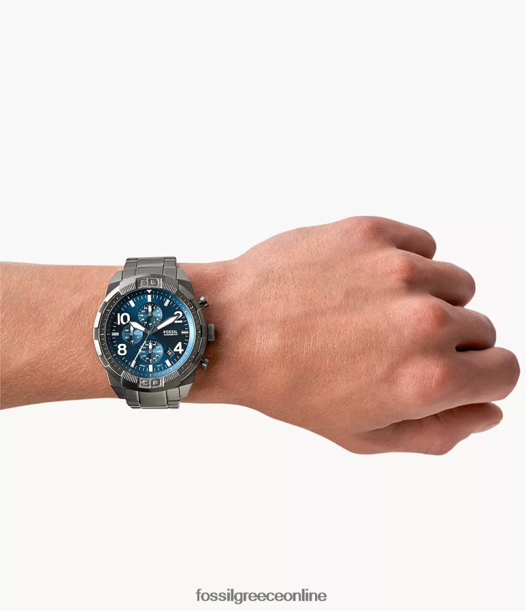 Fossil άνδρες ρολόι χρονογράφος bronson από ανοξείδωτο ατσάλι FVT06R1355 παρακολουθώ καπνός