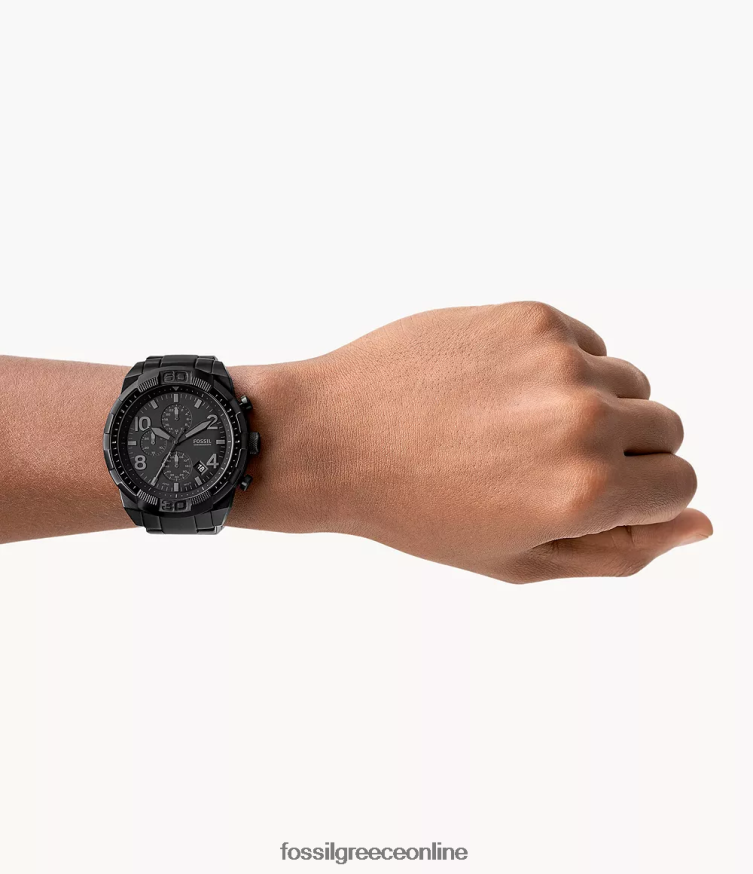 Fossil άνδρες ρολόι χρονογράφος bronson από ανοξείδωτο ατσάλι FVT06R1367 παρακολουθώ μαύρος