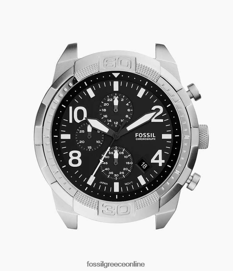 Fossil άνδρες Θήκη ρολογιού από ανοξείδωτο ατσάλι χρονογράφος bronson FVT06R1390 παρακολουθώ ασημί-τόνος