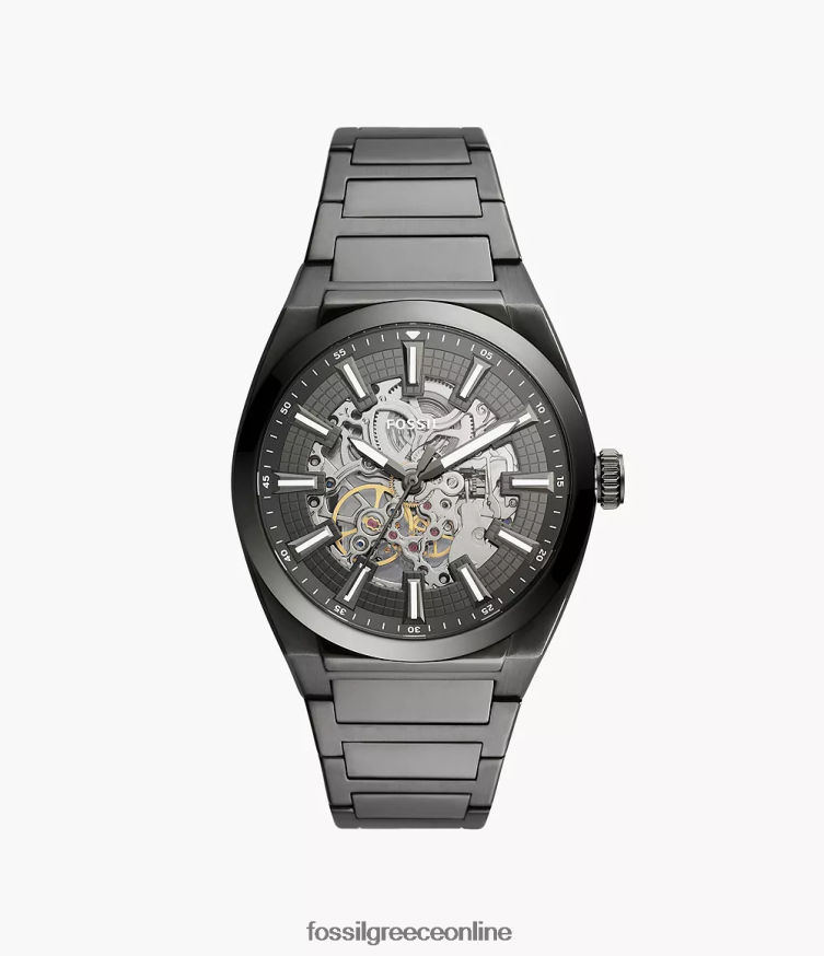 Fossil άνδρες everett αυτόματο ρολόι από ανοξείδωτο ατσάλι FVT06R1363 παρακολουθώ καπνός
