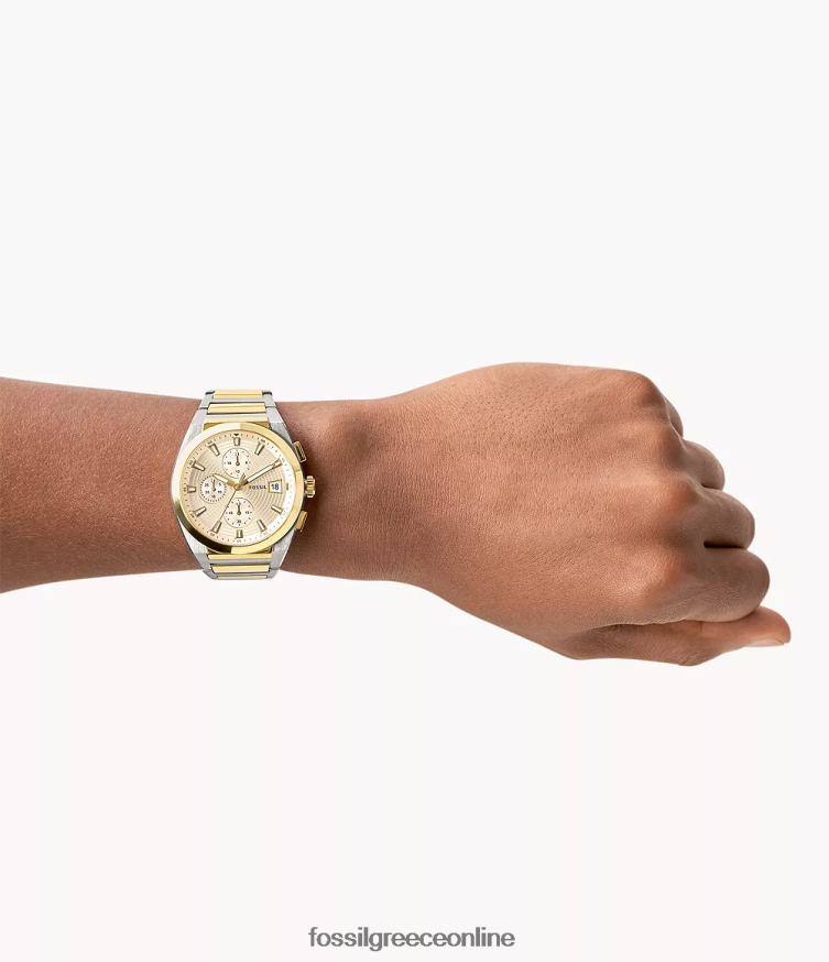 Fossil άνδρες ρολόι everett χρονογράφος από ανοξείδωτο ατσάλι FVT06R1368 παρακολουθώ διχρωμία