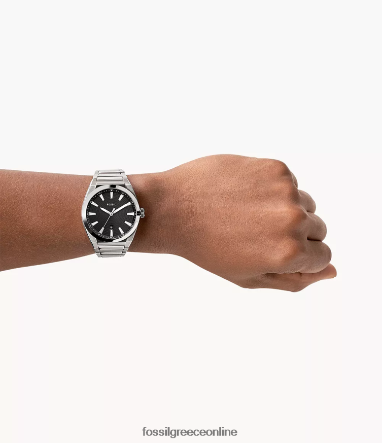 Fossil άνδρες everett τριών χεριών ρολογιού από ανοξείδωτο ατσάλι FVT06R1372 παρακολουθώ ασημί-τόνος
