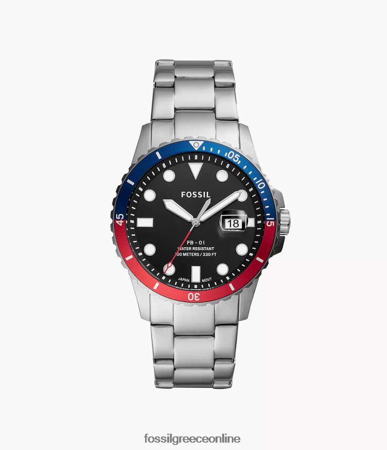 Fossil άνδρες fb-01 ρολόι από ανοξείδωτο ατσάλι με τρία χέρια FVT06R1359 παρακολουθώ ασημί-τόνος