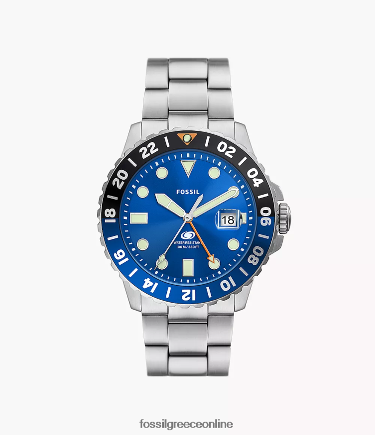 Fossil άνδρες ρολόι από ανοξείδωτο χάλυβα gmt FVT06R1348 παρακολουθώ μπλε