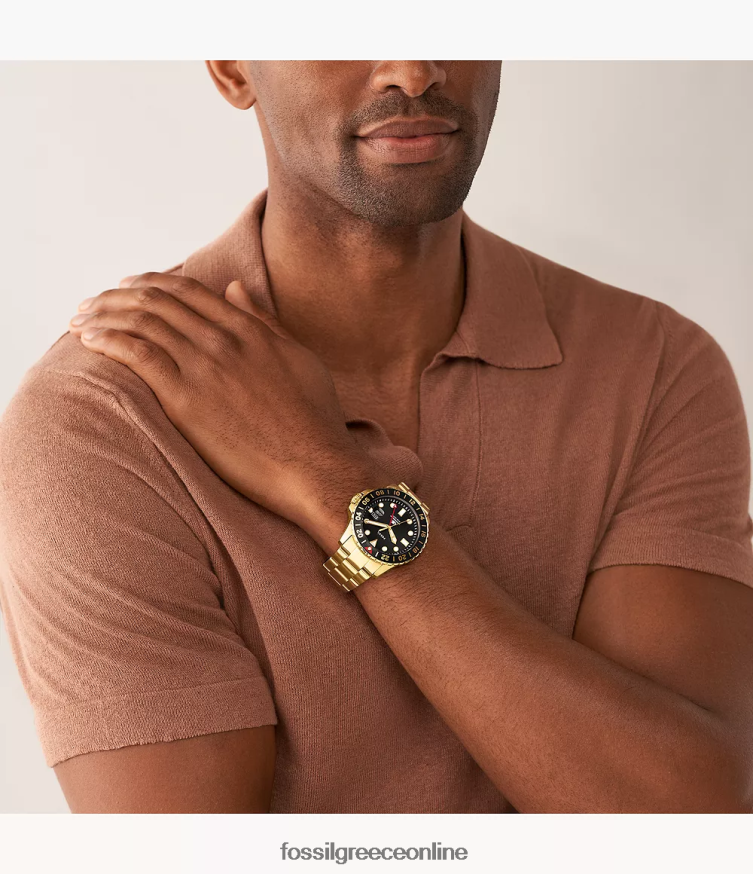 Fossil άνδρες ρολόι από ανοξείδωτο χάλυβα gmt FVT06R1356 παρακολουθώ μπλε