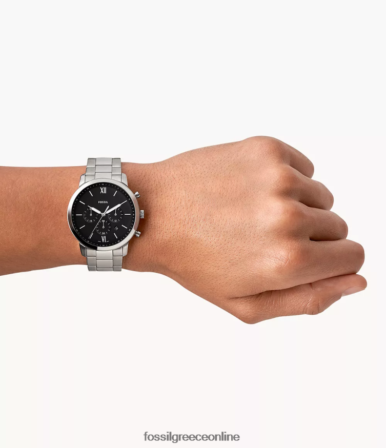 Fossil άνδρες ρολόι neutra χρονογράφος από ανοξείδωτο ατσάλι FVT06R1338 παρακολουθώ ασήμι