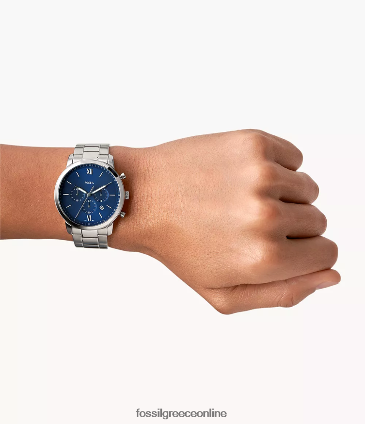Fossil άνδρες ρολόι neutra χρονογράφος από ανοξείδωτο ατσάλι FVT06R1343 παρακολουθώ ασημί-τόνος