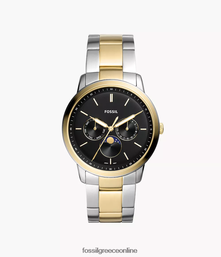 Fossil άνδρες Πολυλειτουργικό ρολόι neutra moonphase από ανοξείδωτο ατσάλι FVT06R1376 παρακολουθώ διχρωμία