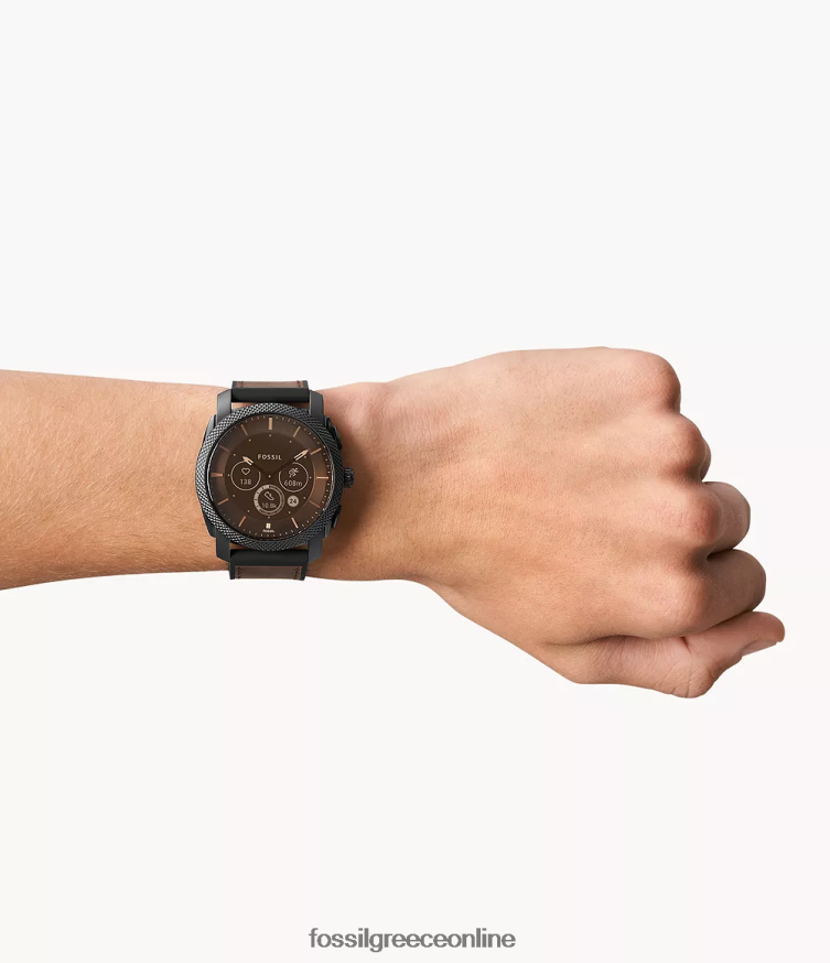 Fossil άνδρες μηχανή γενιάς 6 υβριδικό δερμάτινο smartwatch FVT06R1334 παρακολουθώ σκούρο καφέ
