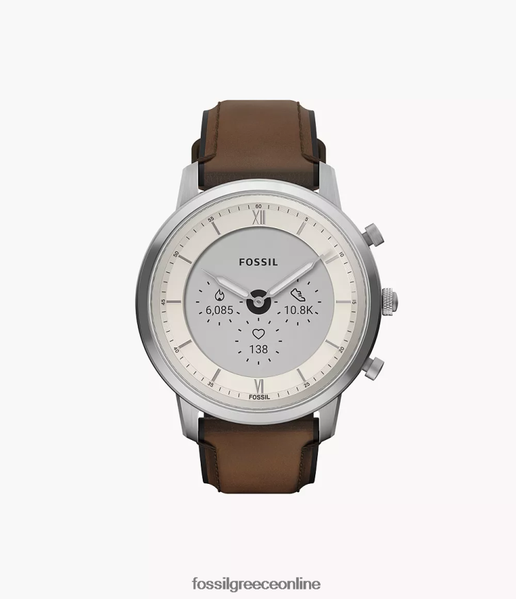 Fossil άνδρες neutra gen 6 hybrid smartwatch δέρμα FVT06R1332 παρακολουθώ μέτριο καφέ