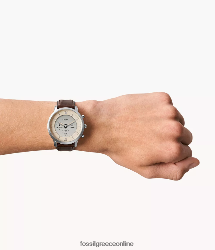 Fossil άνδρες neutra gen 6 hybrid smartwatch δέρμα FVT06R1332 παρακολουθώ μέτριο καφέ