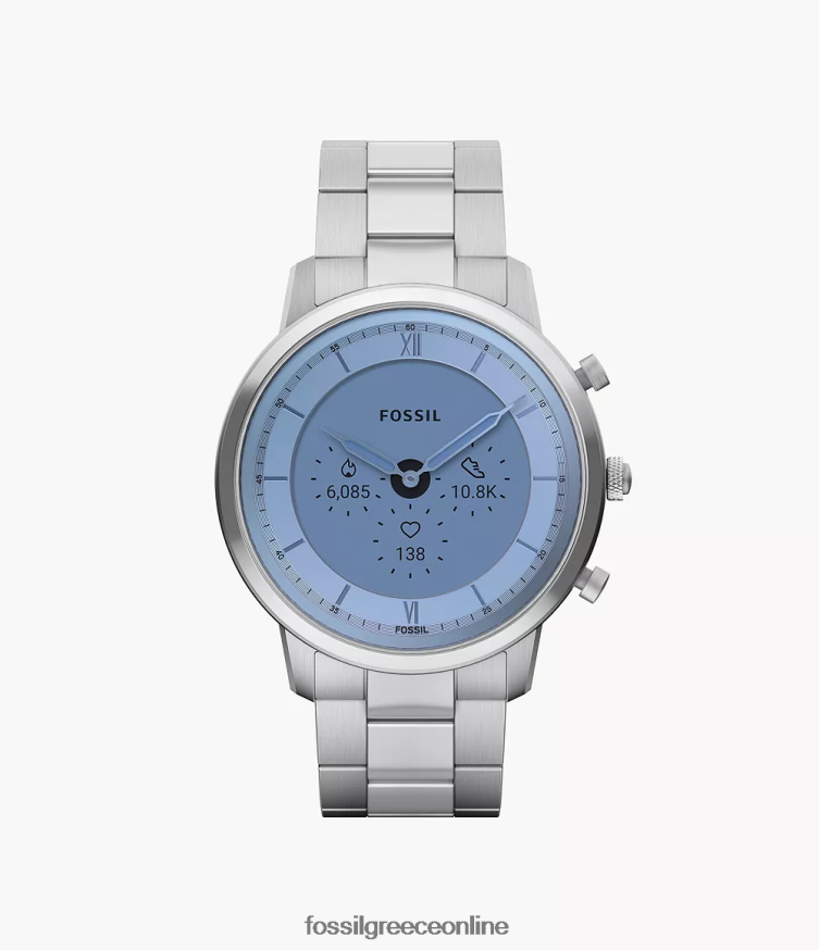 Fossil άνδρες neutra gen 6 υβριδικό smartwatch από ανοξείδωτο χάλυβα FVT06R1333 παρακολουθώ ασήμι