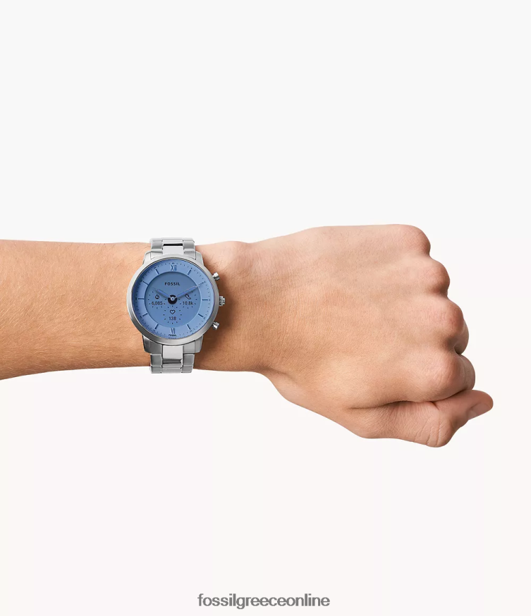 Fossil άνδρες neutra gen 6 υβριδικό smartwatch από ανοξείδωτο χάλυβα FVT06R1333 παρακολουθώ ασήμι