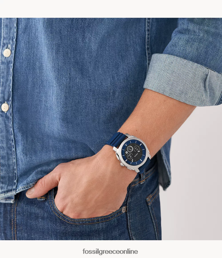 Fossil άνδρες υβριδικό smartwatch μηχανής γενιάς 6 σιλικόνης FVT06R1329 παρακολουθώ ΠΟΛΕΜΙΚΟ ΝΑΥΤΙΚΟ