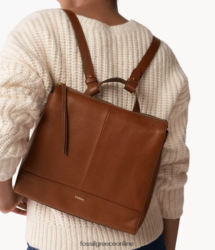 Fossil γυναίκες ελίνα κάμπριο μικρό σακίδιο πλάτης FVT06R407 τσάντα καφέ