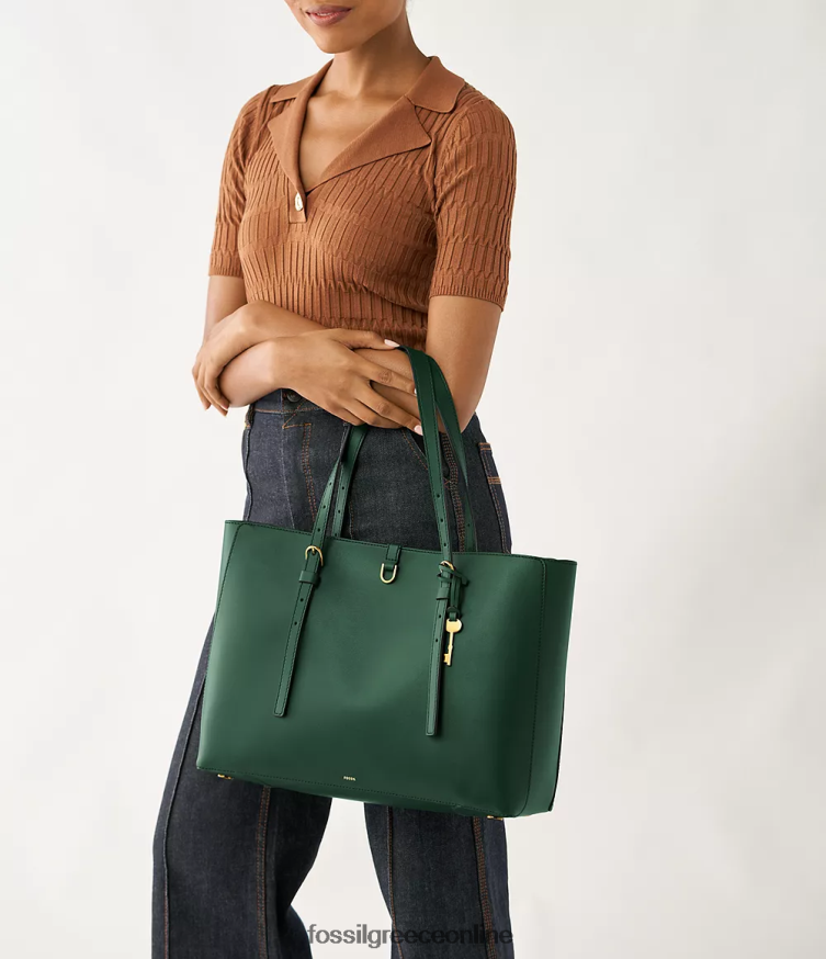 Fossil γυναίκες δερμάτινη tote από κάκτους kier FVT06R545 τσάντα πεύκο πράσινο