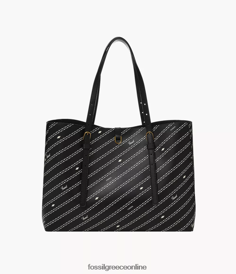 Fossil γυναίκες δερμάτινη tote από κάκτους kier FVT06R572 τσάντα μαύρο/κοκάλι