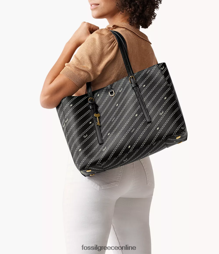 Fossil γυναίκες δερμάτινη tote από κάκτους kier FVT06R572 τσάντα μαύρο/κοκάλι
