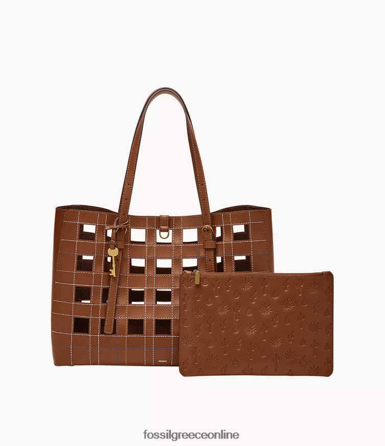 Fossil γυναίκες δερμάτινη tote από κάκτους kier FVT06R642 τσάντα καφέ