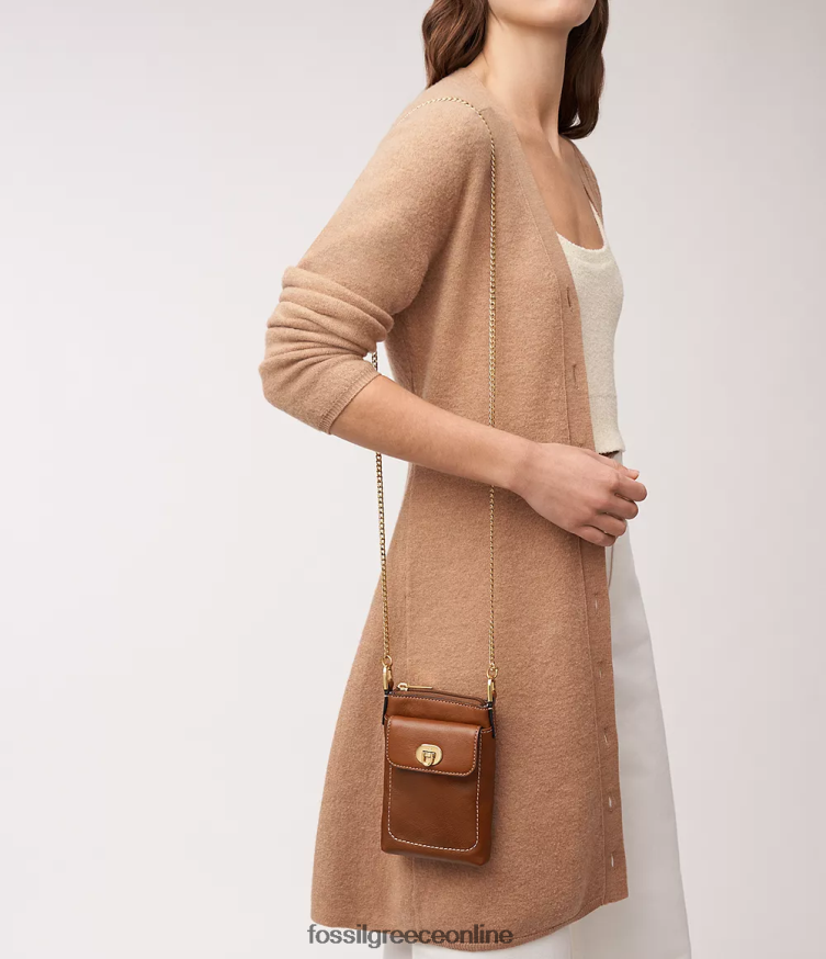 Fossil γυναίκες άρπερ χιαστί FVT06R1971 τσάντα καφέ