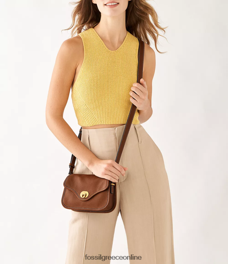 Fossil γυναίκες κληρονομιά μίνι πτερύγιο χιαστί FVT06R285 τσάντα καφέ