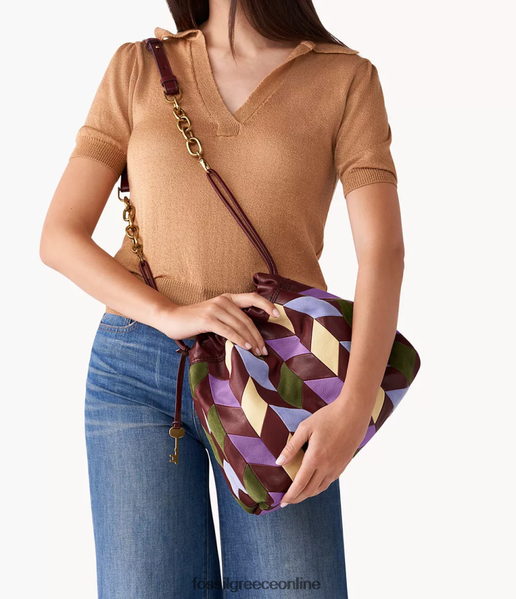 Fossil γυναίκες Τσάντα ώμου με κορδόνι περίσφιξης FVT06R446 τσάντα Βουργουνδία