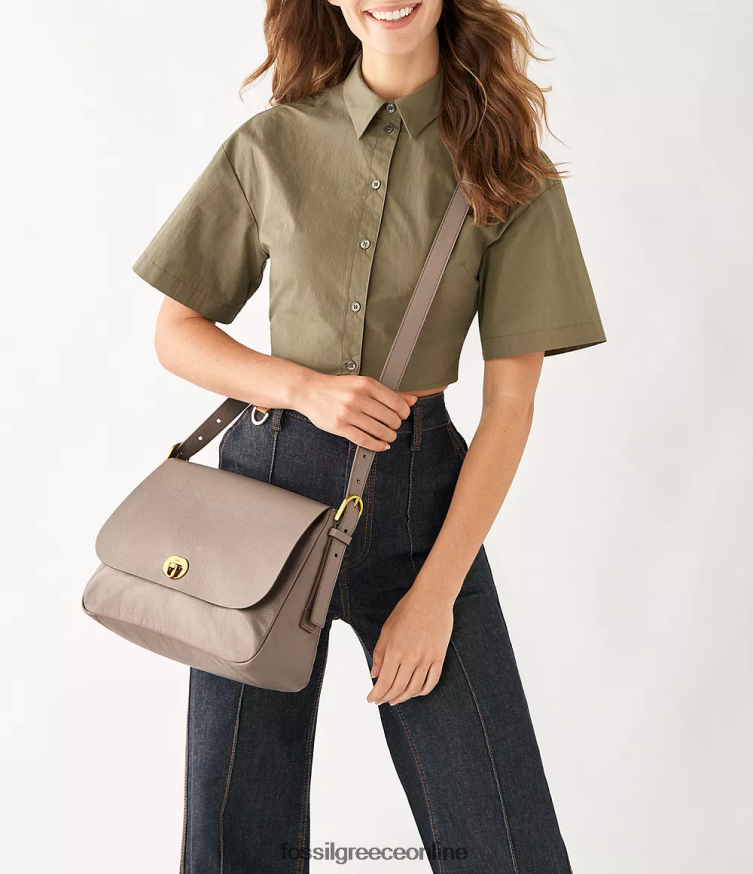 Fossil γυναίκες άρπερ μεγάλο πτερύγιο χιαστί FVT06R468 τσάντα γκρί