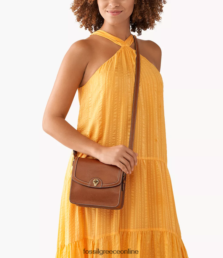 Fossil γυναίκες ainsley μικρό πτερύγιο χιαστί FVT06R438 τσάντα καφέ