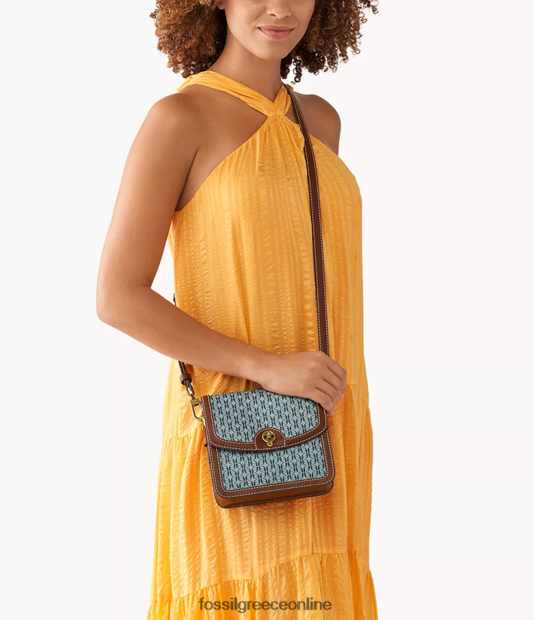 Fossil γυναίκες ainsley μικρό πτερύγιο χιαστί FVT06R580 τσάντα μπλε