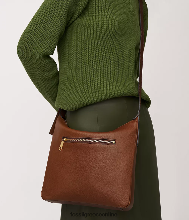 Fossil γυναίκες χιαστί με φερμουάρ cecilia FVT06R311 τσάντα καφέ