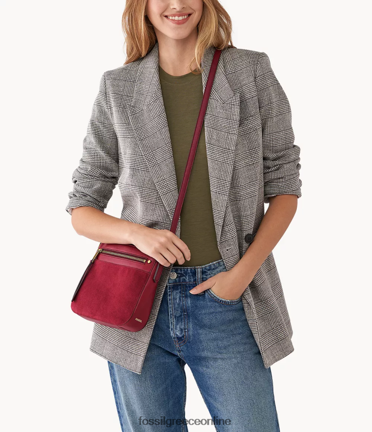 Fossil γυναίκες farrah χιαστί FVT06R473 τσάντα το κόκκινο