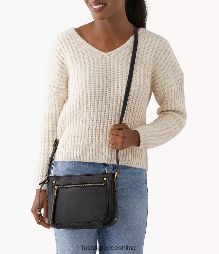 Fossil γυναίκες farrah χιαστί FVT06R592 τσάντα μαύρος