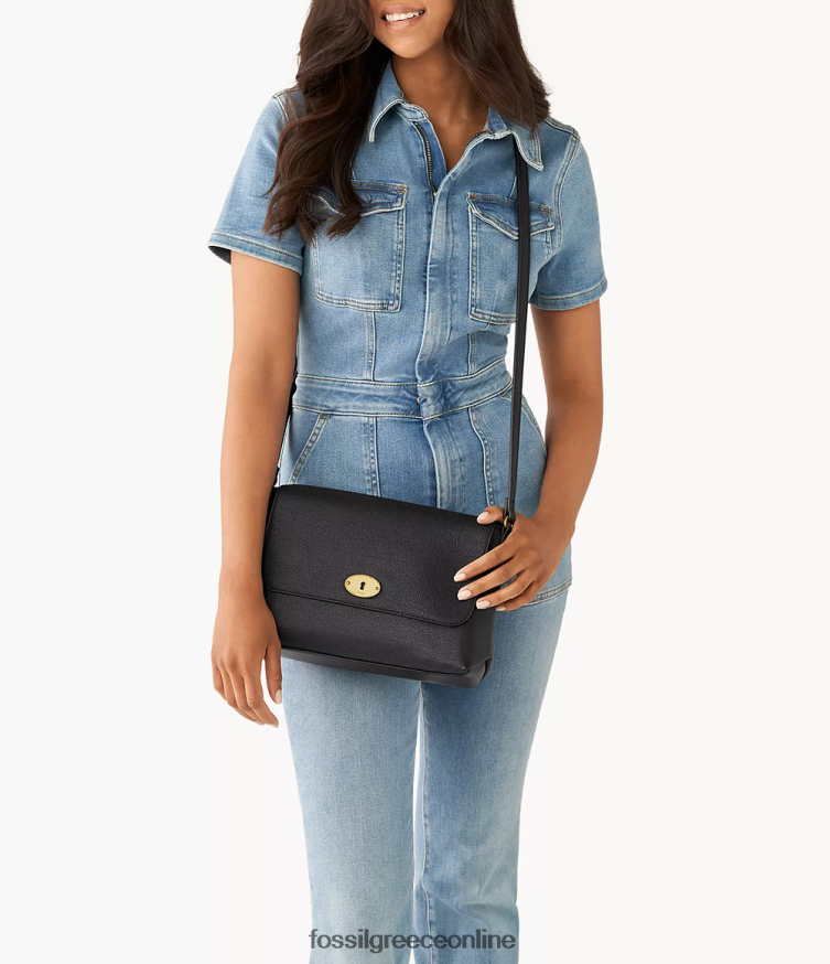 Fossil γυναίκες gabriella μεσαίο πτερύγιο χιαστί FVT06R530 τσάντα μαύρος