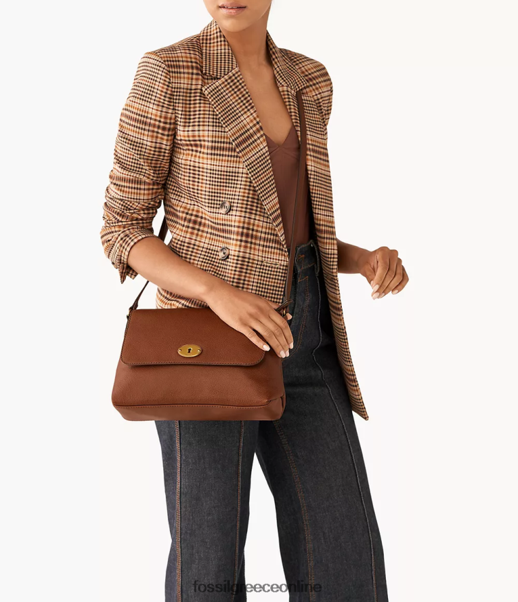 Fossil γυναίκες gabriella μεσαίο πτερύγιο χιαστί FVT06R621 τσάντα καφέ