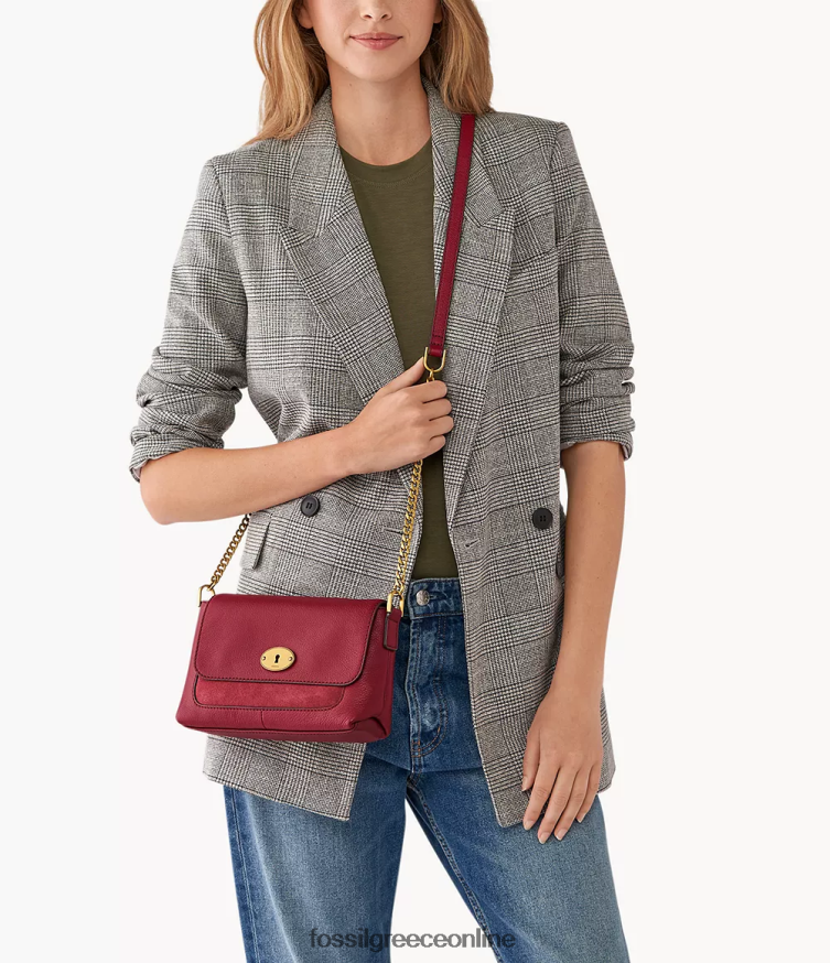 Fossil γυναίκες gabriella μικρό πτερύγιο χιαστί FVT06R719 τσάντα το κόκκινο