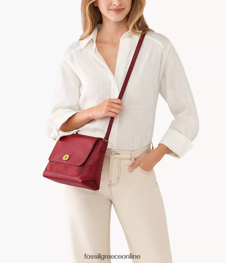 Fossil γυναίκες gabriella flap χιαστί FVT06R539 τσάντα το κόκκινο