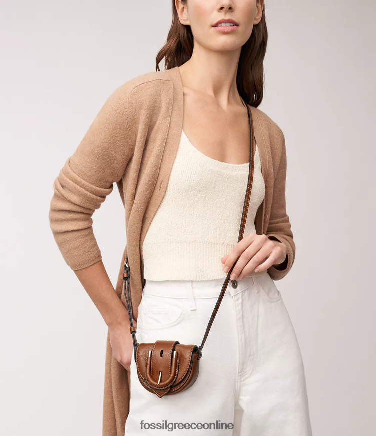 Fossil γυναίκες harwell micro flap χιαστί FVT06R337 τσάντα καφέ