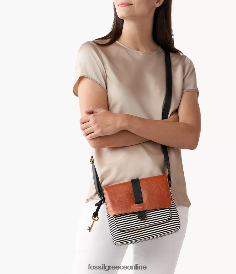 Fossil γυναίκες kinley μικρό χιαστί FVT06R722 τσάντα μαύρη ρίγα