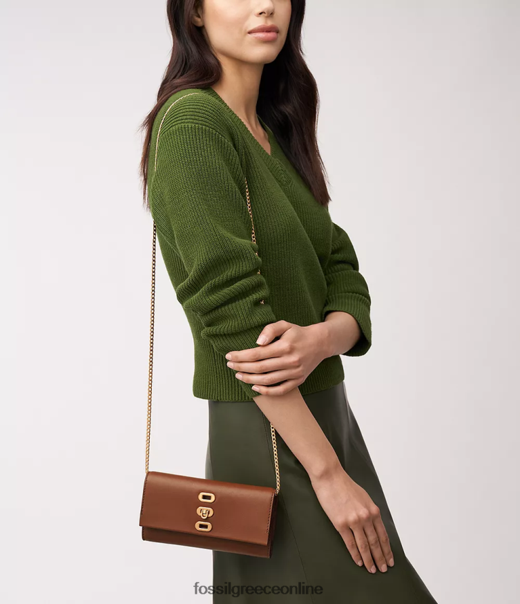 Fossil γυναίκες χιαστί πορτοφόλι penrose FVT06R315 τσάντα καφέ