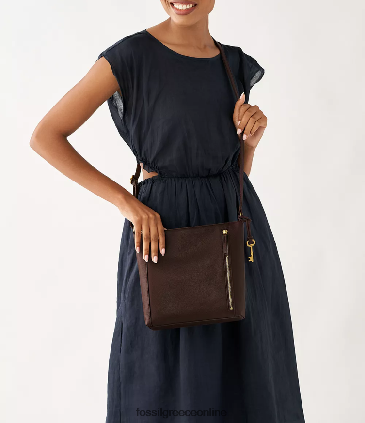 Fossil γυναίκες tara χιαστί FVT06R683 τσάντα σκούρο καφέ