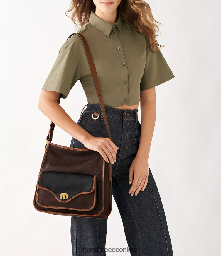 Fossil γυναίκες αλήτης κληρονομιάς FVT06R423 τσάντα σκούρο καφέ